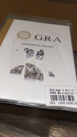 Moissiante stones Vvs 3ct silver round earrings (PASSES DIAMOND TESTER)(ON SALE)