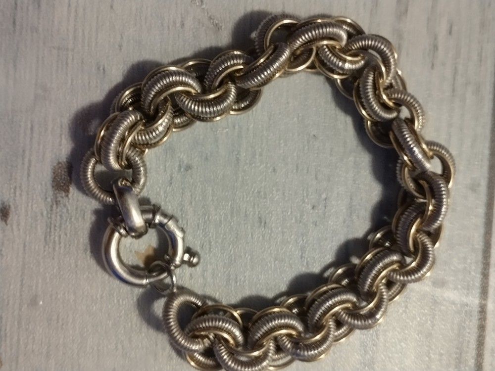 925 Sterling Silver Milor Italy Triple Link Bracelet