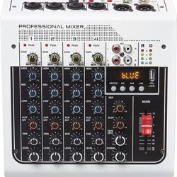 Audio Mixer, 6 Channel DJ Mixer, Sound Board