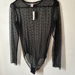 Victoria’s Secret NWT Size Medium Black Mesh Heart Valentine Bodysuit  $39.50 NWT  Goth Gothic Grunge Valentines day Lolita Pride Festival Rave Concer