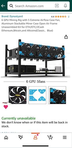 6 GPU Mining Rig with 5 Extreme Airflow Case Fan, Aluminum Stackable Miner Case Open Air Frame 
