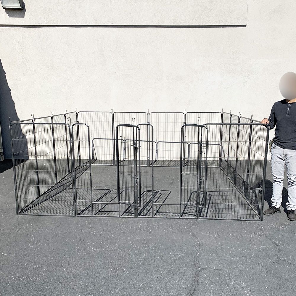 New In Box $270 Large 10x10ft Heavy Duty 48” Tall, 16-Panels Dog Playpen Pet Exercise Fence Crate Kennel 