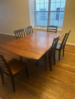 Wood Dining Table with 5 Chairs