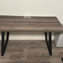Large Desk With Gray Wood