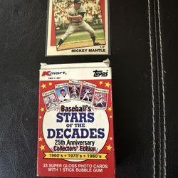 1987 Topps Kmart STARS OF THE DECADES 25th Anniversary Collectors Edition Featuring  Mickey Mantle