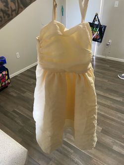 Light yellow iff white. Party , church, baptism  Spaghetti Strap Mini Dress and shoes size 7c and2t/4t