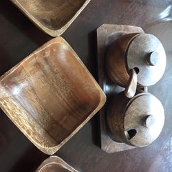 Appears To Be Hand Carved Condiment Set