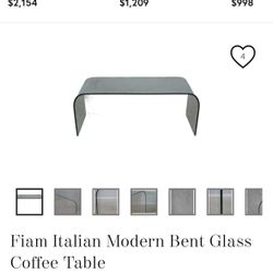 Fiam Italian Modern Bent Glass Coffee Table 