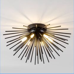 Mid Century Starburst Sputnik Chandelier 6-Light Close to Ceiling