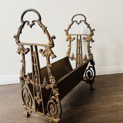 Vintage Mid. Century Magazine/News Paper Rack Ornate Brass