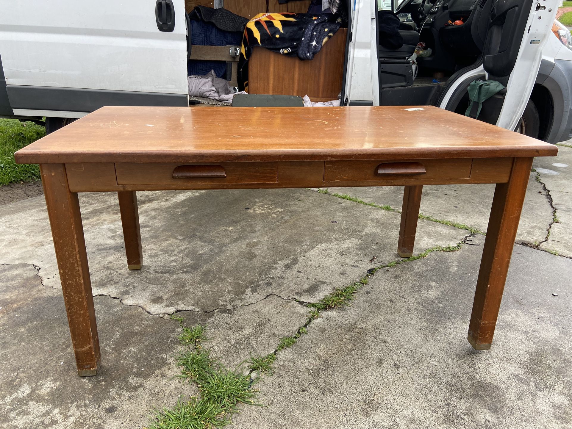 Antique Walnut Library Table Desk Needs Restoration 