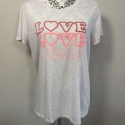 Gap Women's Favorite Graphic T-Shirt Size XL Love Gap Tee Light Gray