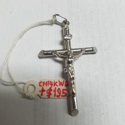 14k White Gold Crucifix 