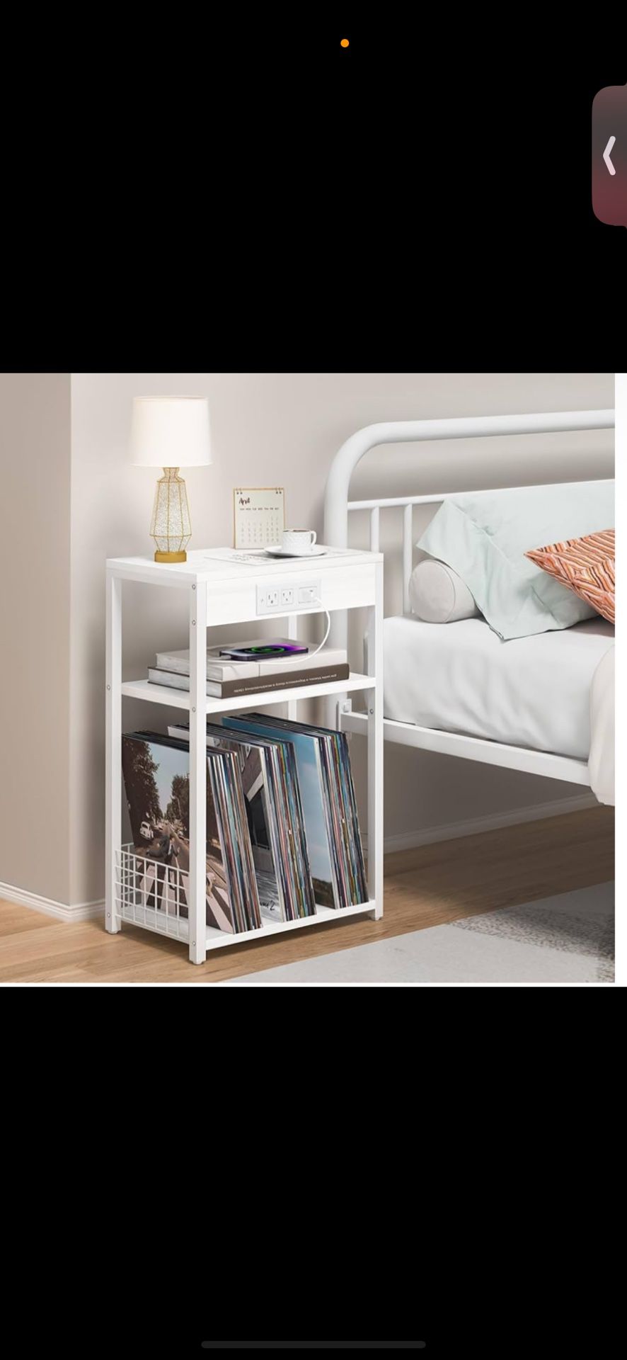 Brand New White 3-Tier Charging Side Table – Multi-Use Storage Stand (Still in Box)