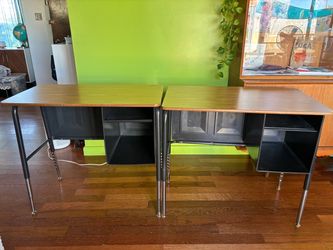 Vintage School Desks with Book Basket Set of 2
