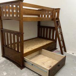 Solid Wood Bunk Bed with Custom HD Drawers