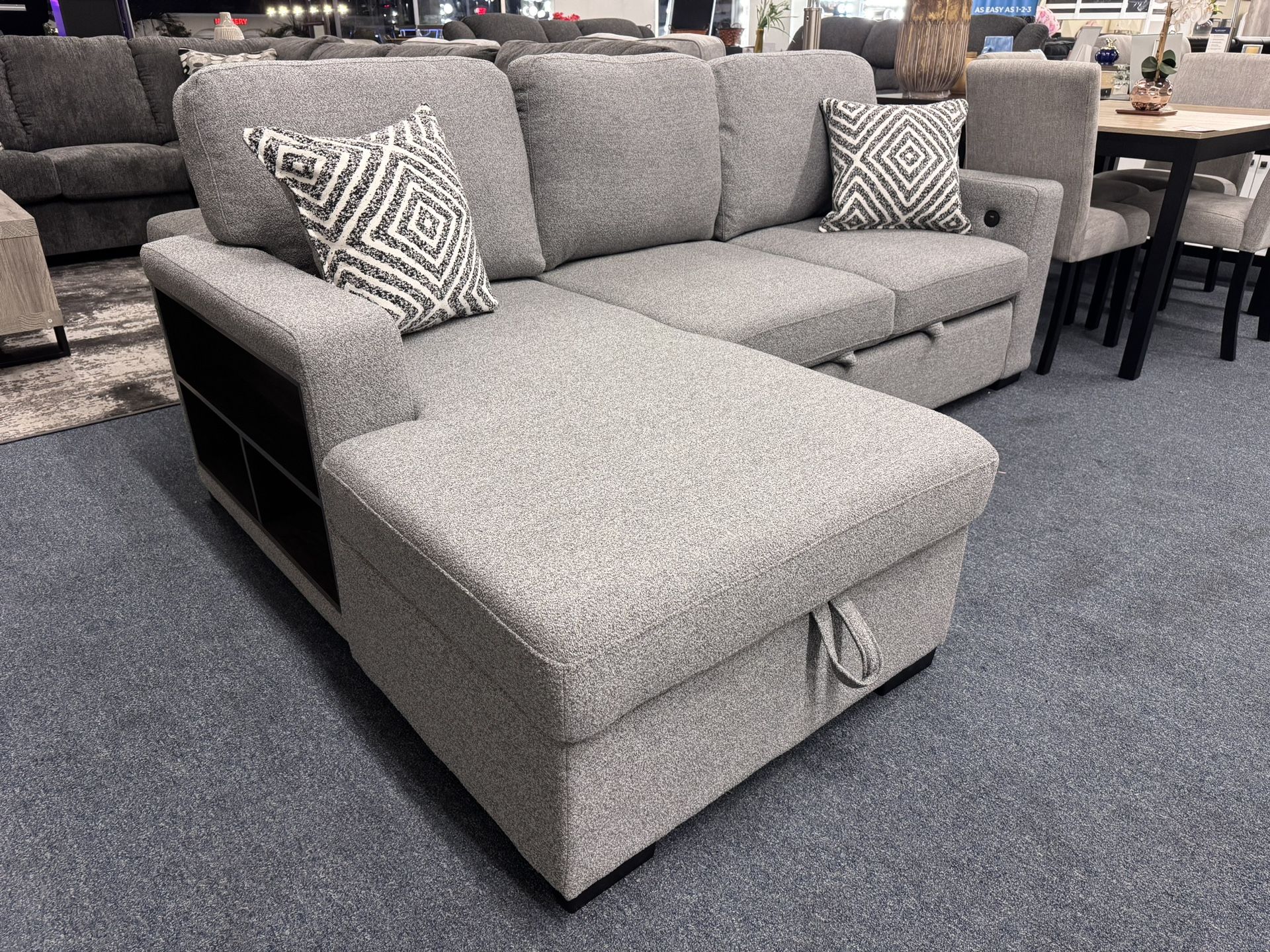 Gray Sectional Sleeper W/usb Ports