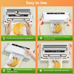 Food Vacuum Sealer Machine, 75KPA Strong Suction, Dry/Wet Modes, 20 Vacuum Seal Bags for Food, Digital Countdown Timer, Compact Lightweight, Ideal for