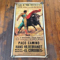 Vintage Bull Fighting Poster From Spain 