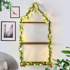 The Rustic Fox 17.5"w 3 Tier Hanging Shelf w/ Vine lights