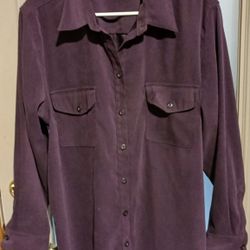 WOMEN'S STYLE & CO. BRAND DARK PURPLE SHIRT/JACKET, SIZE LARGE, FEELS LIKE SUEDE 