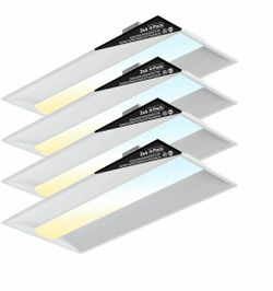 Brand New: 4-Pack 2x4 LED Troffer Lights (Selectable Settings)
