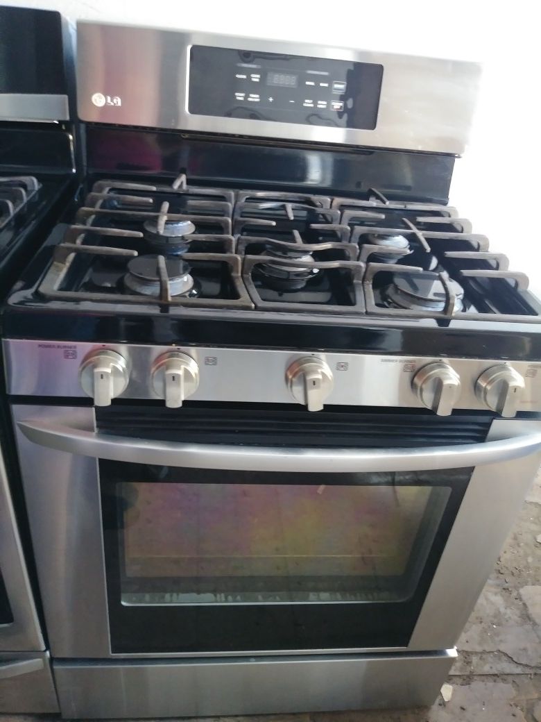 LG black and stainless steel 5 burner gas stove