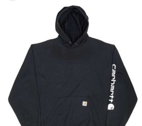 CARHARTT MEN'S LOOSE FIT MIDWEIGHT LOGO SLEEVE GRAPHIC HOODED SWEATSHIRT