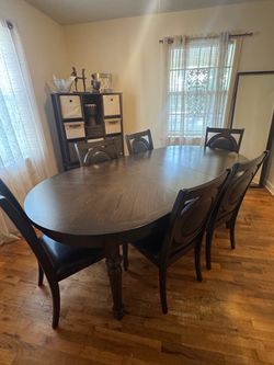 Dark Wood Dining Table with 6 Chairs