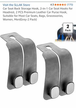 Leather Car Seat Back Storage Hooks
