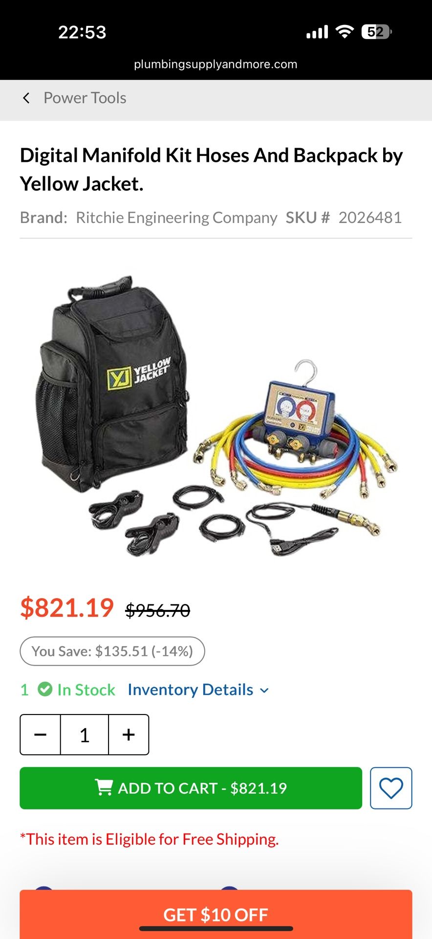 Digital Manifold Kit Hoses And Backpack by Yellow Jacket.