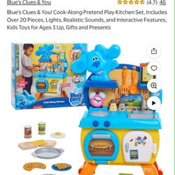 Blue's Clues & You! Cook-Along Pretend Play Kitchen Set, Includes Over 20 Pieces, Lights, Realistic Sounds, and Interactive Features, Kids Toys 