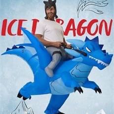 Spooktacular Creations Halloween Inflatable Costume, Riding an Ice Dragon, Blue Riding Blow-up Dinosaur Suit for Halloween Dress Up Parties, X-Large(7