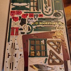 New Tonecheer 3D Wooden Puzzle DIY Book Nook Kit Left Bank Bookstore