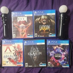 PlayStation 4 VR Bundle Of Five Games And Two Sony Move Controllers