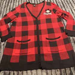 Disney Plaid Mickey Cardigan
