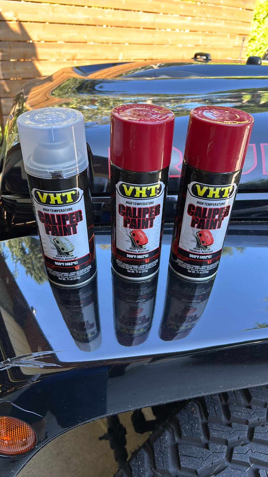 VHT Brake Caliper Paint 2 Cans Red 1 Can Clear