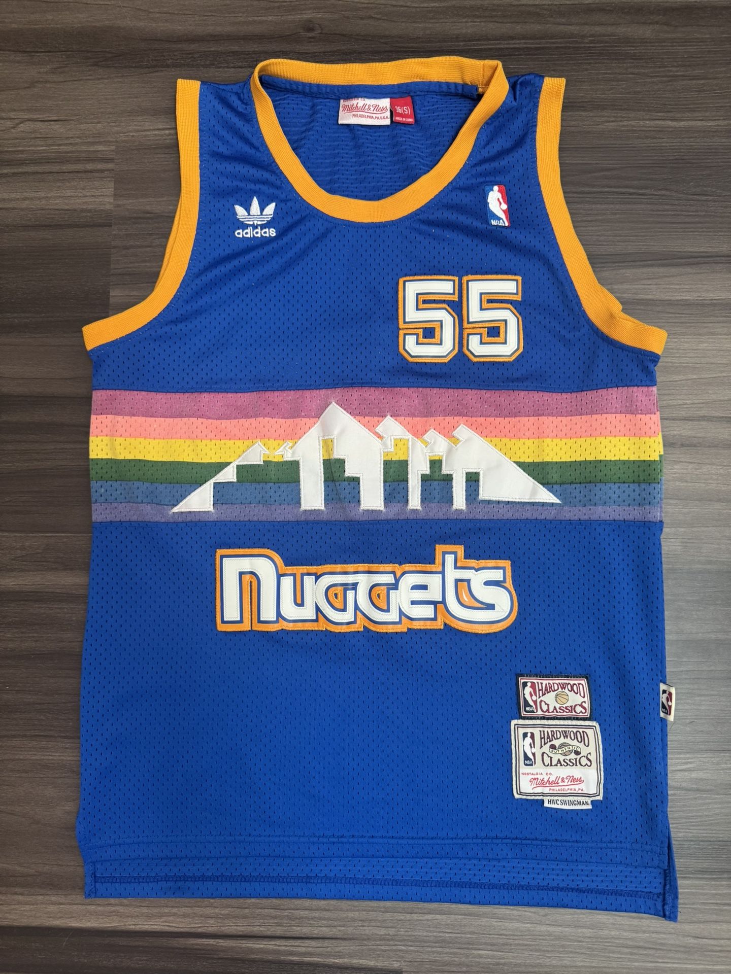 Mitchell & Ness Dikembe Mutombo #55 Denver Nuggets Hardwood Classic NBA Jersey S 100% authentic. Good condition. This Men’s size small Mitchell & N