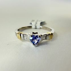 14K Gold, Diamonds and Tanzanite Ring