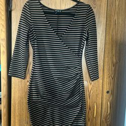 Brown/ Black striped Bodycon dress Sz 8-10