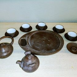 Clay Rectangular Asian Boat Tea Set 