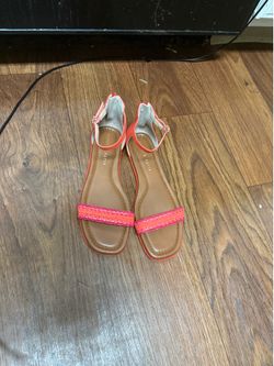 Kelly & Katie Women's Brown Pink Orange Synthetic Solid Ankle Strap Buckle 8
