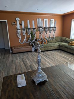 Elegant 9-Arm Silver Candelabra / Hanukkah Menorah