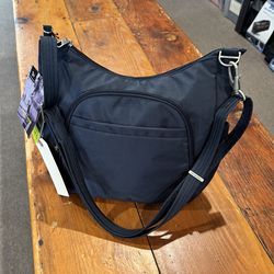 Travelon Blue Anti-Theft Crossbody Bucket Bag