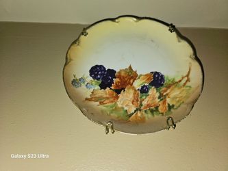 Antique Porcelain Decorative Plate with Blackberry Design