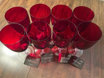 Beautiful Red Goblets, Wine Glasses, Glass, Holiday Decor, 24 available, $12 a glass, $130 a dozen