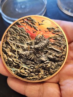 5 Ounce .999 Colorized Copper Samurai Coin