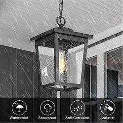 “New”Outdoor Hanging Pendant Light(Black Finish,clear Glass)