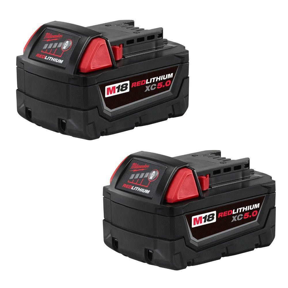 Milwaukee M18 18-Volt Lithium-Ion XC Extended Capacity 5.0Ah Battery Pack (2-Pack) FIRM PRICE