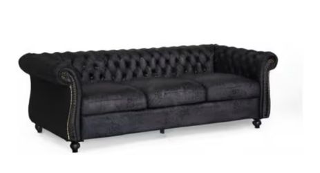CHIC BLACK CHESTERFIELD SOFA – MUST GO ASAP 🖤